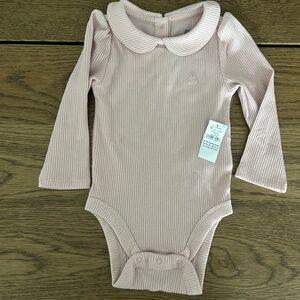 Pink Ribbed Long Sleeve Baby Gap Bodysuit